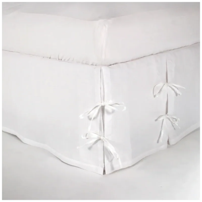 Linenshed Knotted Linen Bed Skirt, Optical White