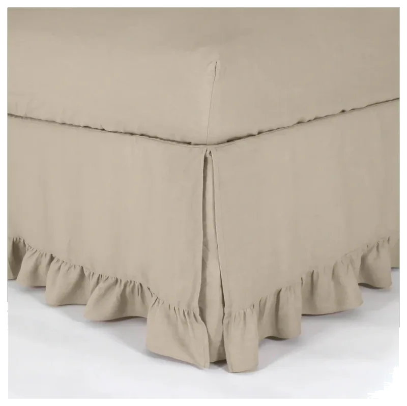 Linenshed Ruffled Linen Bed Skirt, Natural Beige