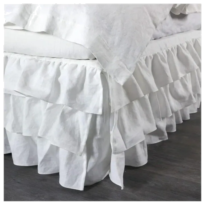 Linenshed Waterfall Linen Bed Skirt, Optical White
