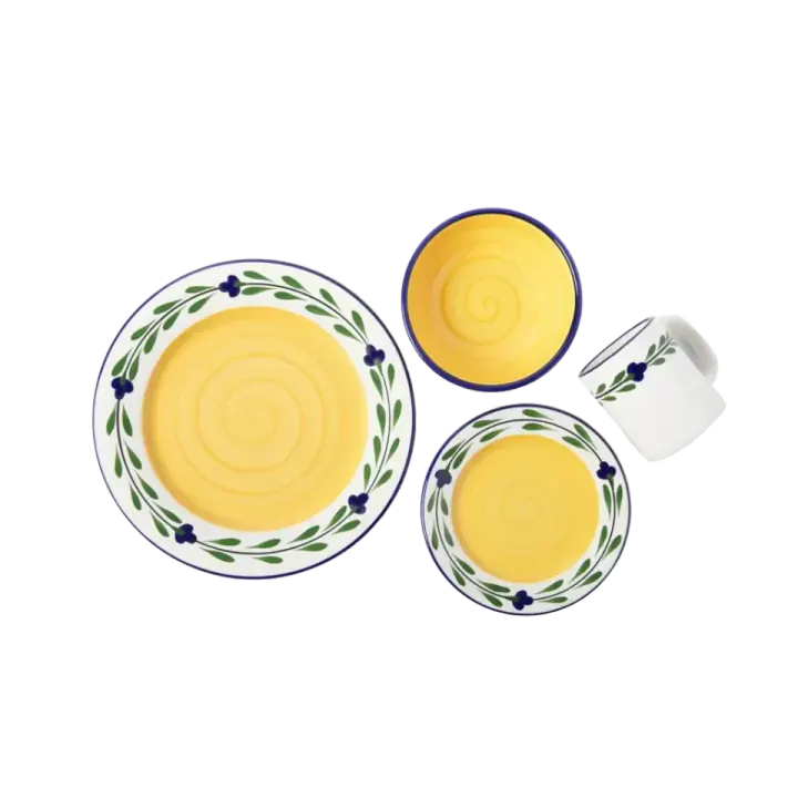 HF Coors Bella Flora 4-Piece Hand-Painted Ceramic Dinnerware Set