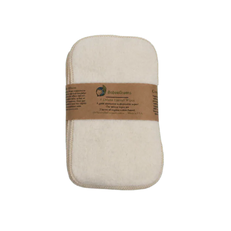 Babee Greens Deluxe Organic Cotton Wipes, 6-Pack