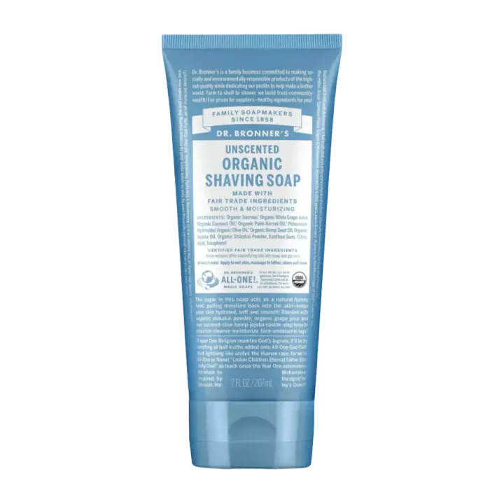 Dr. Bronner’s Unscented Organic Shaving Soap, 7 oz